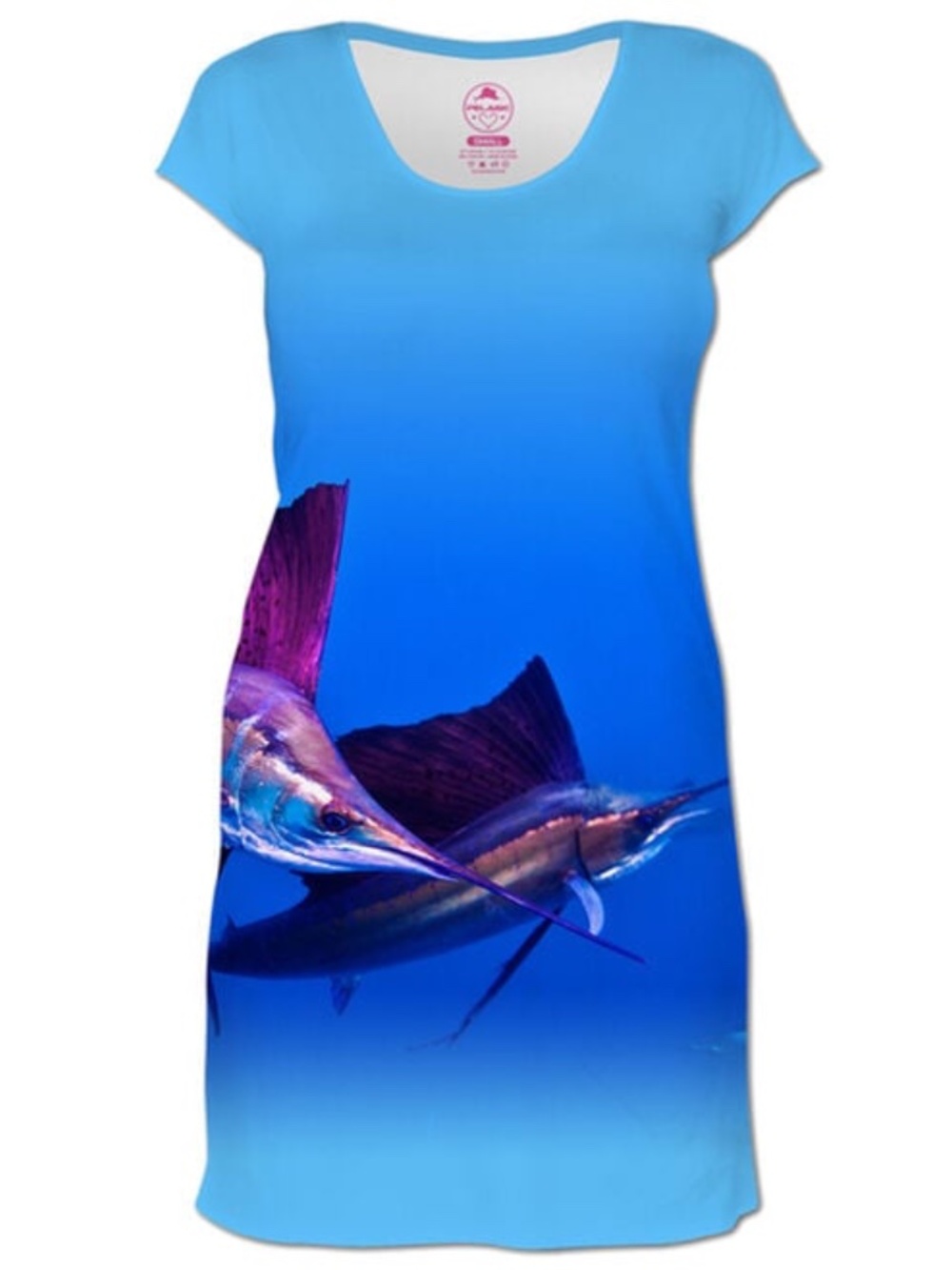 Pelagic Vibrant Ocean Sailfish Marlin Graphic Sun Performance Dress M